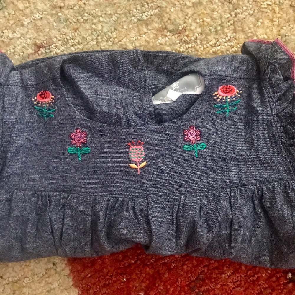 Rockin Baby Smocked Long sleeve denim dress